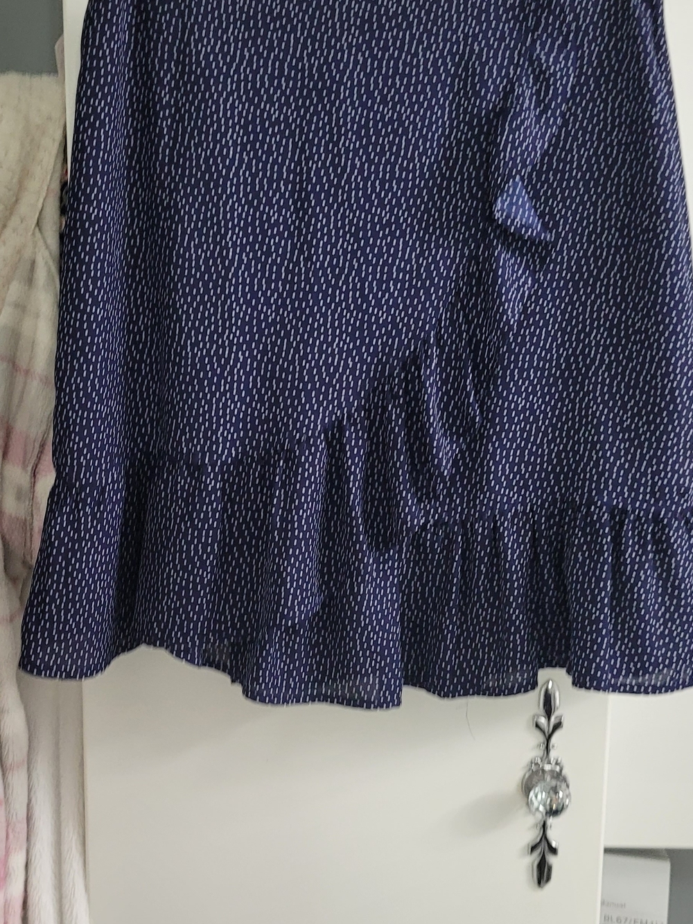Navy Dot Ruffle Hem Women's Mini Skirt